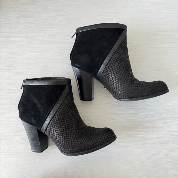 Fossil Shoes - Fossil Black Heeled Boots with Chunky Heel